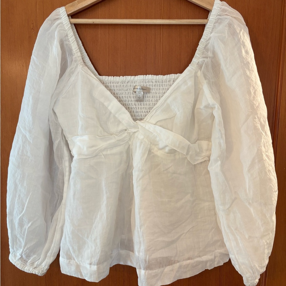Banana Republic White linen Women's Top